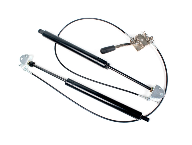 One handle controller for two lockable gas spring